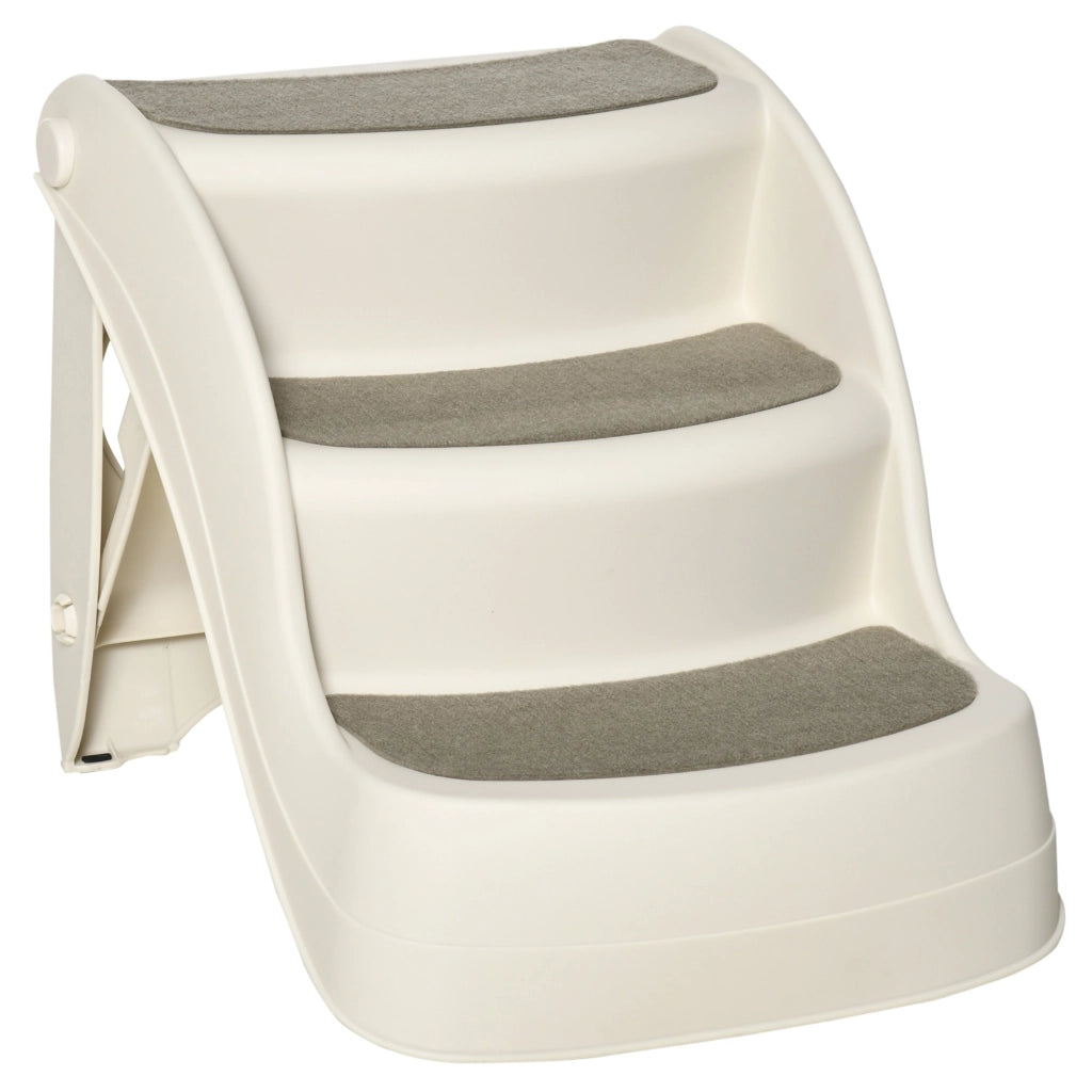 EasyComfort Scaletta per Cani e Gatti Pieghevole con 3 Gradini Antiscivolo in PP, 49x38x38 cm, Beige