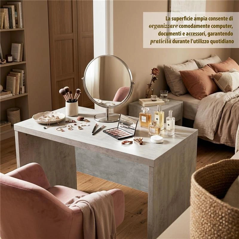 SCRIVANIA RETTANGOLARE MODERNA PER CAMERA DIMENSIONI 76X120X69 CM, COLORE CEMENTO