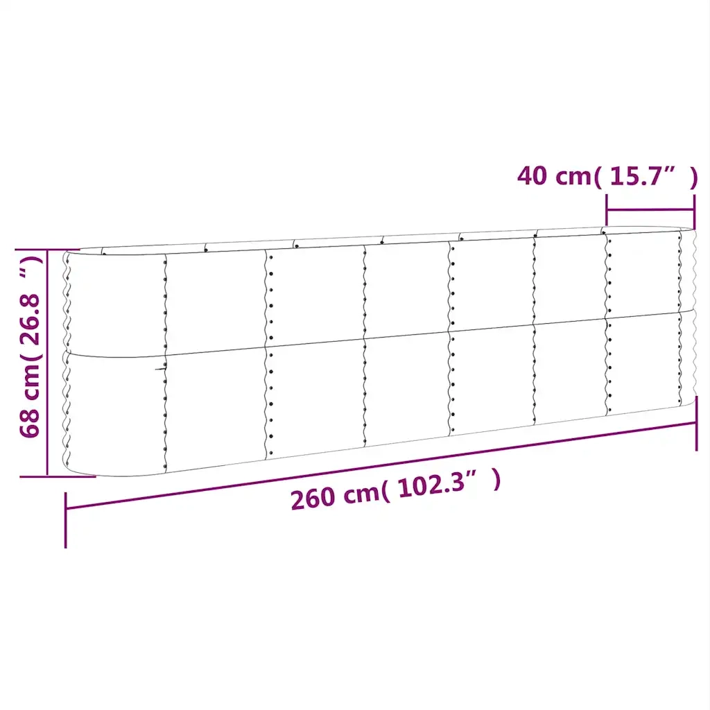 Letto da Giardino in Acciaio Zincato 260x40x68 cm Antracite 318906