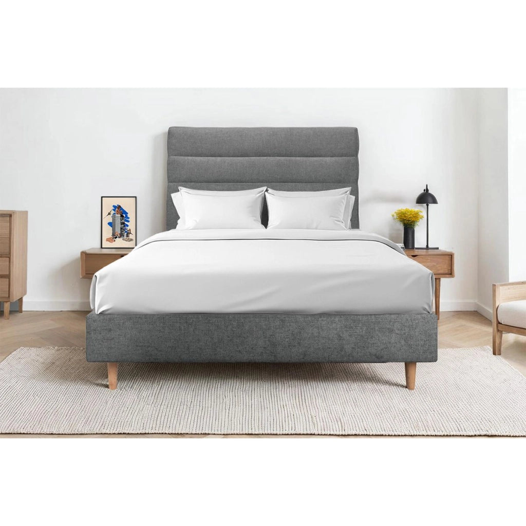 Testiera in tessuto natté grigio antracite con linee L135 cm