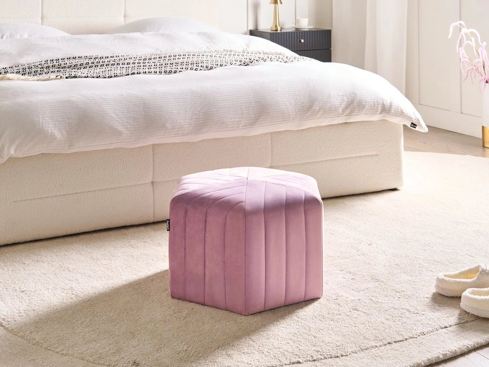 Pouf in velluto con rivestimento esagonale Violetto chiaro stile moderno Glamour