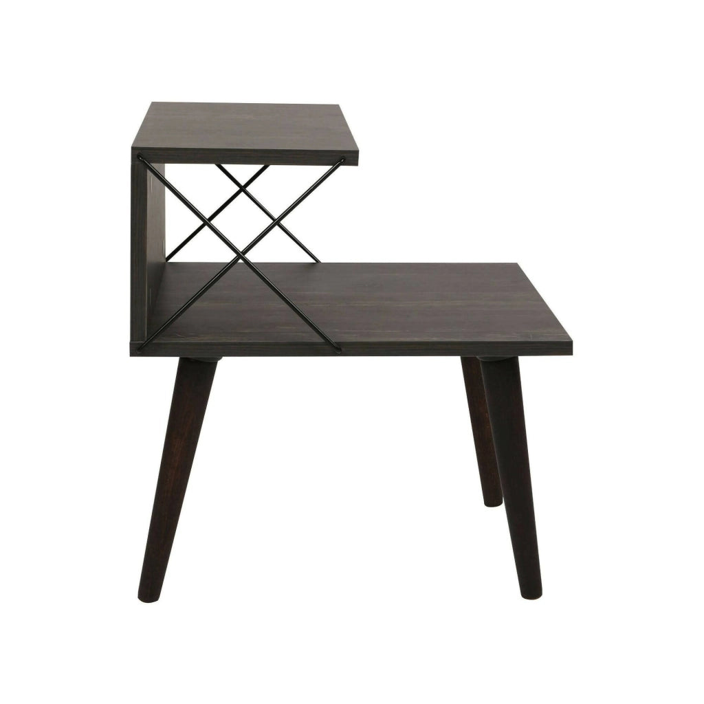 Comodino Newton, Comò basso, Tavolino da notte, Mensola da letto, 50x40h55 cm, Grigio Cenere