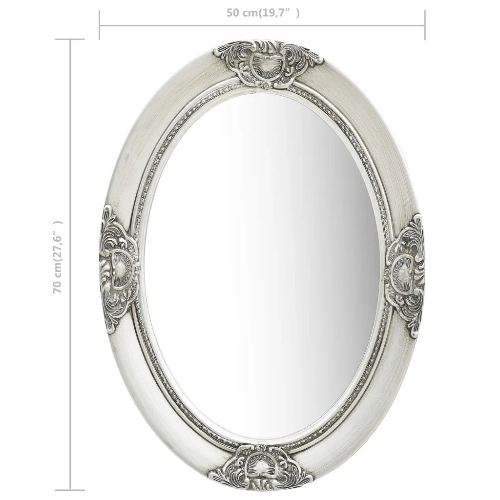 Specchio da Parete Stile Barocco 50x70 cm Argento 320354