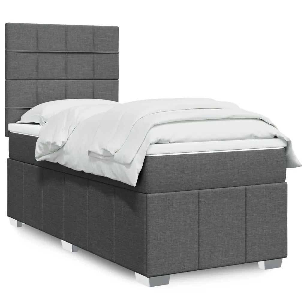 Giroletto a Molle con Materasso Grigio Scuro 90x190 cm Tessuto 3291524