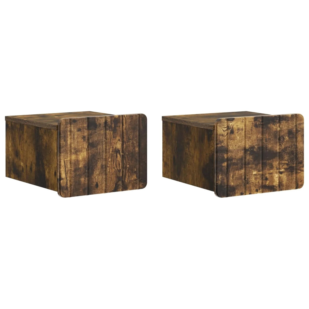Mobiletto da notte a muro 2 pcs Rovere Fumo 33 x 34,5 x 24 cm 898266