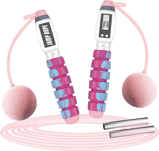 Touw per allenamento Professionale con contatore calorie timer - Resistenza & Endurezza - Manopole antiscivolo con guanto EVA