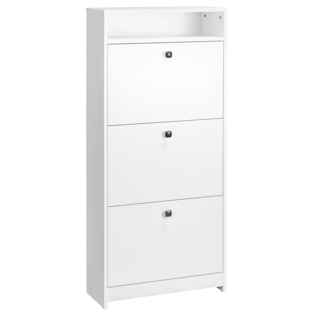 EasyComfort Scarpiera 3 Scompartimenti a Ribalta(18 Paia di Scarpe) e 1 Ripiano Portaoggetti Legno Truciolato Bianco 60×24×132cm