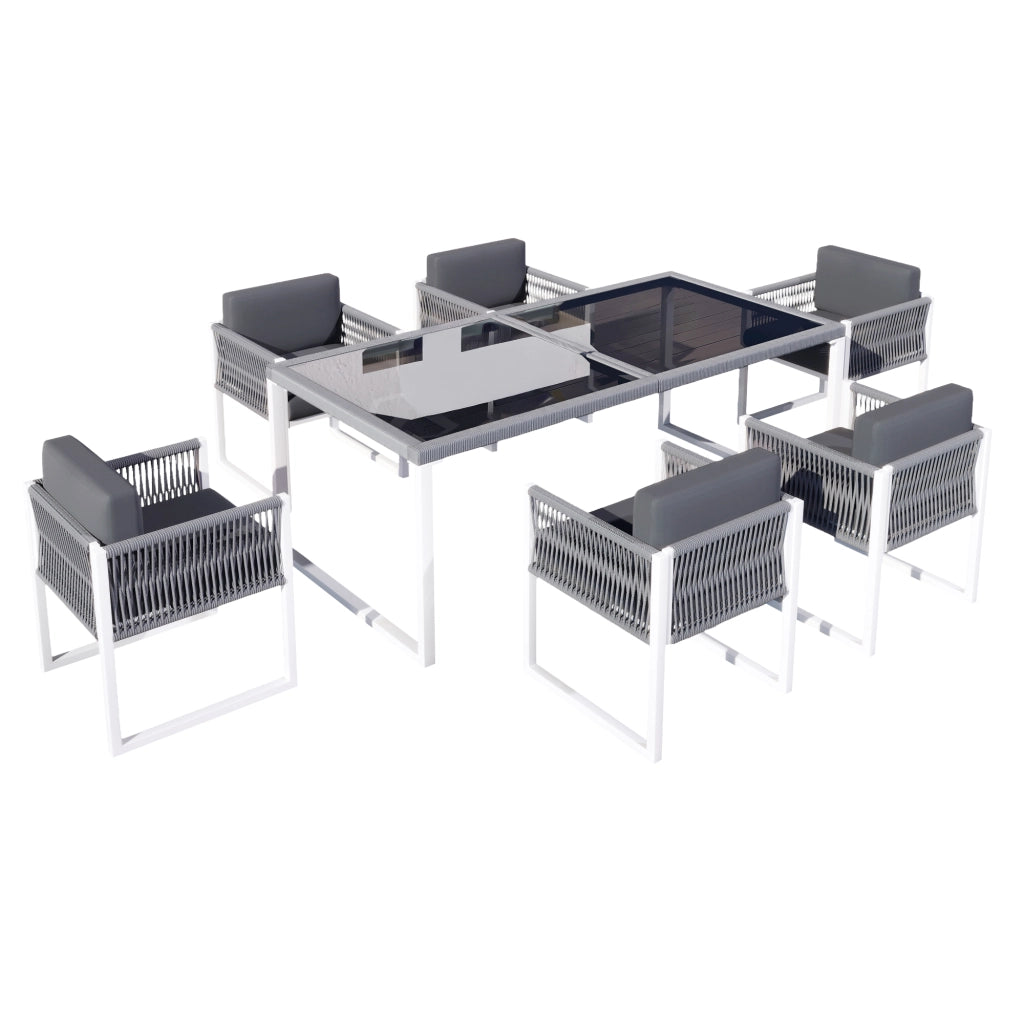 Set Pranzo da Giardino 6 Posti con Poltrone e Cuscini ¨C MINIMAL ¨C Polyrattan