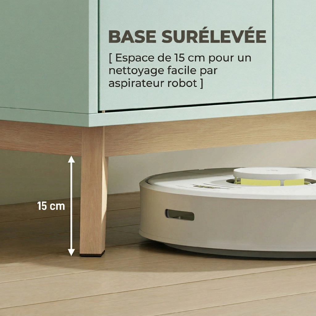 Mobile TV 120 cm con 2 ante, cassetto e ripiano ¨C zephmum ¨C verde chiaro