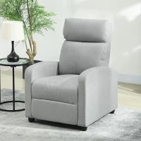 Poltrona Relax, regolabile 135°, poggiapiedi e schienale imbottiti, Lino-Polyester, Grigio Chiaro