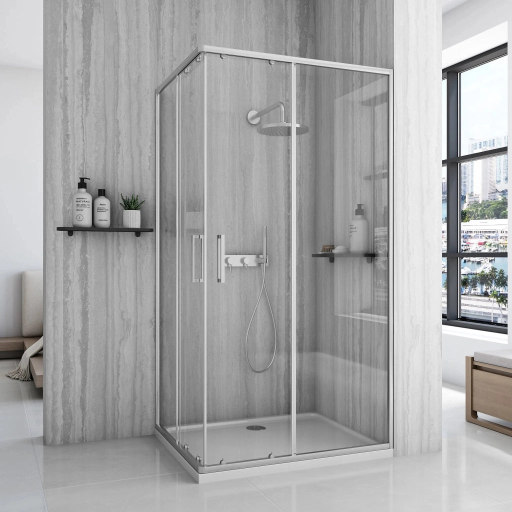 Cabina Doccia Rea City 80x100 Nickel Brush senza piatto doccia