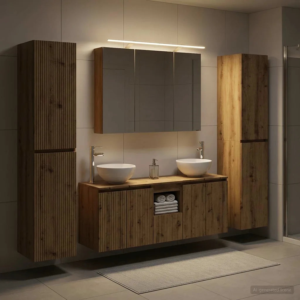 Set di mobili per il bagno 6 pcs Rovere Artigianale 3407214