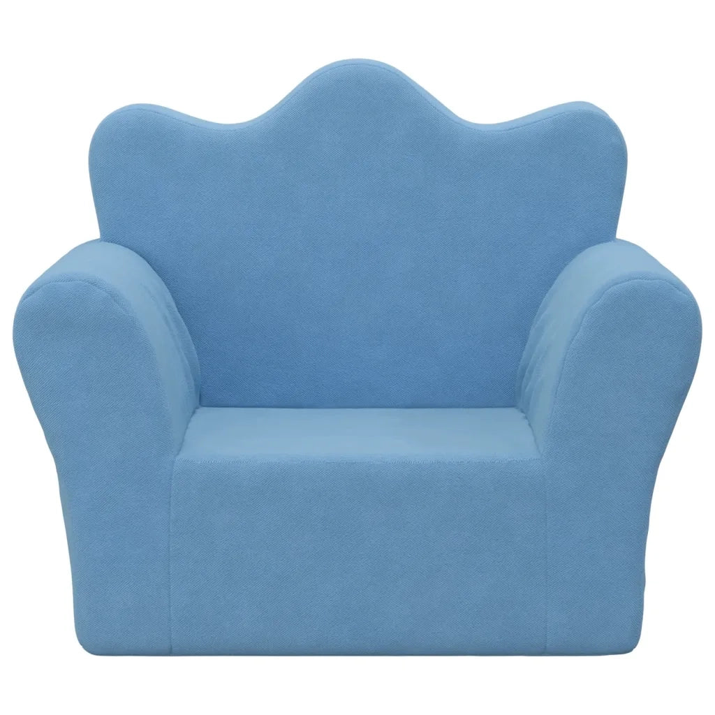 Divano per Bambini-Sofa-Divanetto Blu in Morbido Peluche 818296