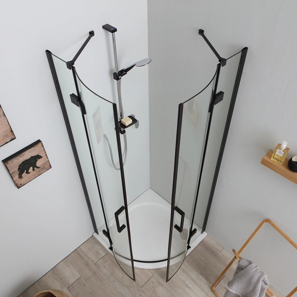 Box doccia angolare 80x80 senza profili, nero opaco