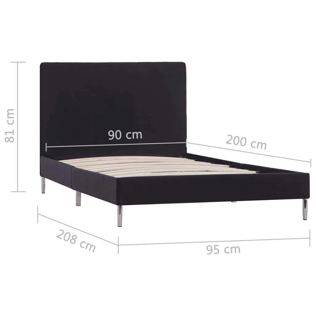 Giroletto senza Materasso Nero 90x200 cm in Tessuto 280941