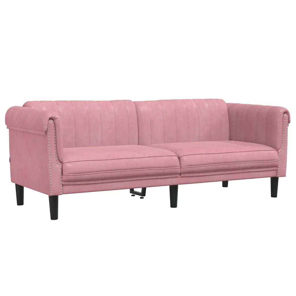 Divano a 3 Posti Rosa in Velluto 372588