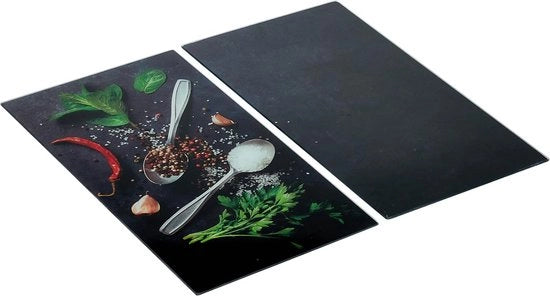 Set di protezioni per vetrifici a gas - insieme di 2 coperture per vetrifici a gas o inductivi, vetro resistente, 30 x 52 cm