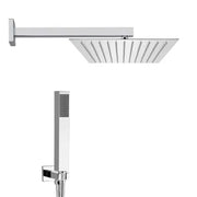 Set doccia cromato con braccio soffione rettangolare 25x15 e kit doccia