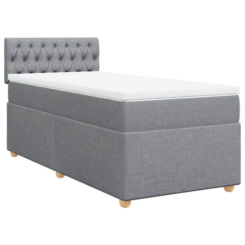 Letto singolo | Letto per adulti | Giroletto a Molle con Materasso Grigio Chiaro 80x200 cm Tessuto