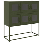 Credenza | Madia | Buffet da pranzo | Armadio da pranzo Verde Oliva 100,5x39x107 cm Acciaio Laminato a Freddo