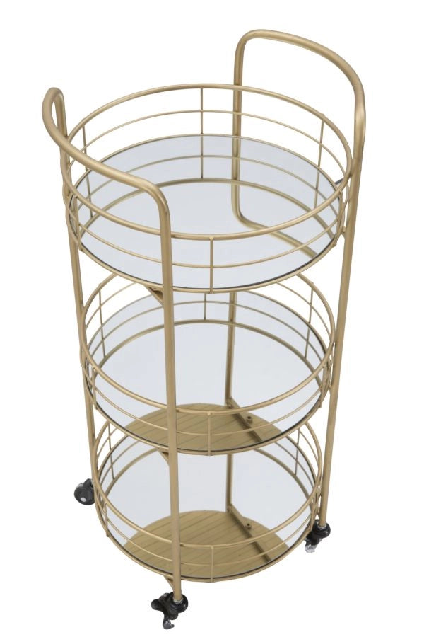 Carrello simmetrico rotondo in metallo dorato Ø cm 38x77,5
