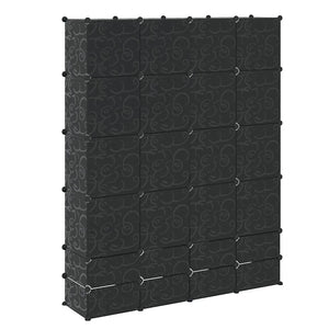 Armadietto Modulare 18 Scomparti Nero e Bianco 37x146x180,5 cm 240501