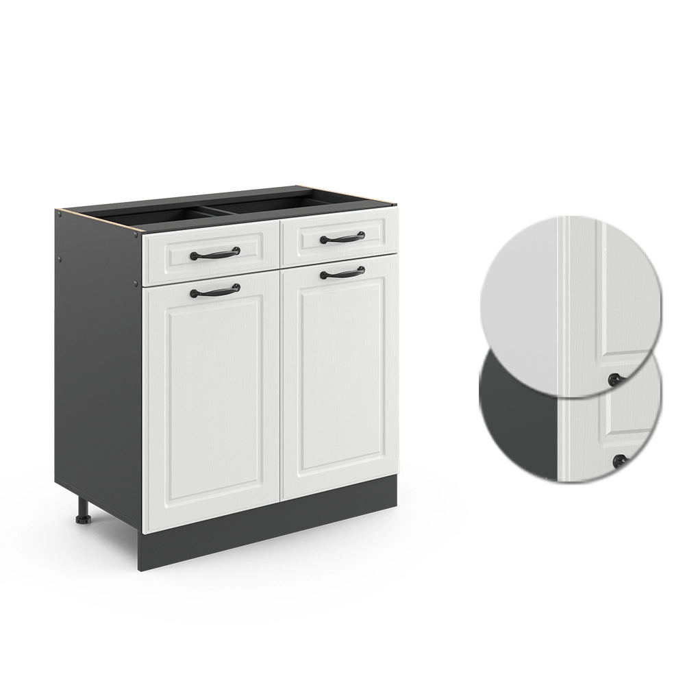 Vicco Mobiletto base per cucina Bianco casa di campagna 80 cm , PL Marmo