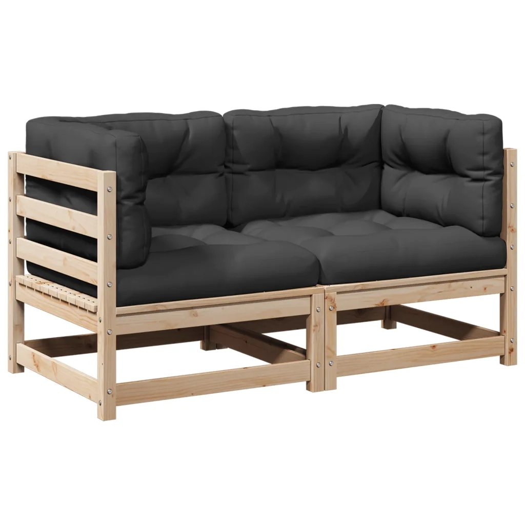Set Divani Giardino 2 pz con Cuscini in Legno Massello di Pino 3295826