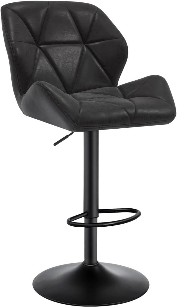 1X Sgabello da Bar con Schienale Sedia Imbottita Regolabile in Altezza Lift Gas Tessuto Velluto Grigio Scuro BH139dgr-1
