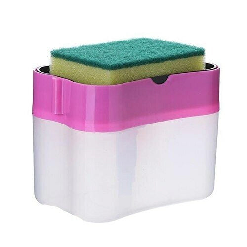 Erogatore dispenser di sapone liquido 385ML porta spugna per cucina + spugna