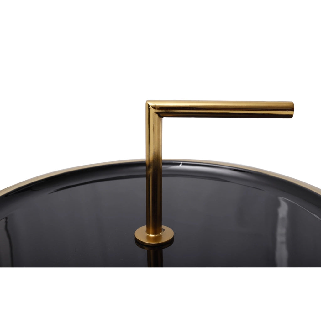 Tavolino Art Deco 520 in ferro nero con manico dorato