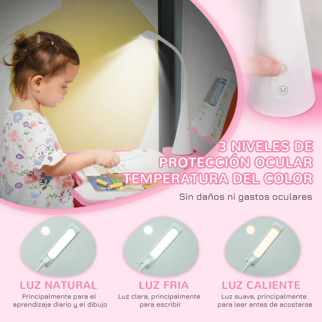 Scrivania regolabile per bambini con sedia ¨C Zephmum ¨C Rosa 90x50x75