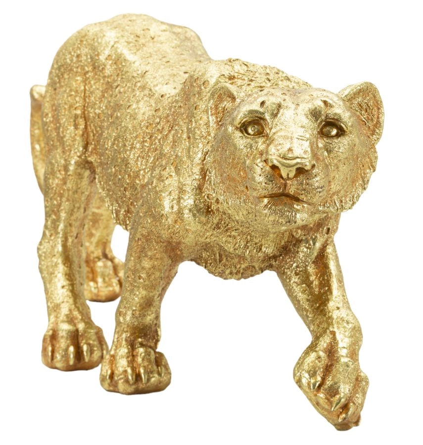 Decorazione Leopardo Shant 89x21x33 cm in Resina Oro
