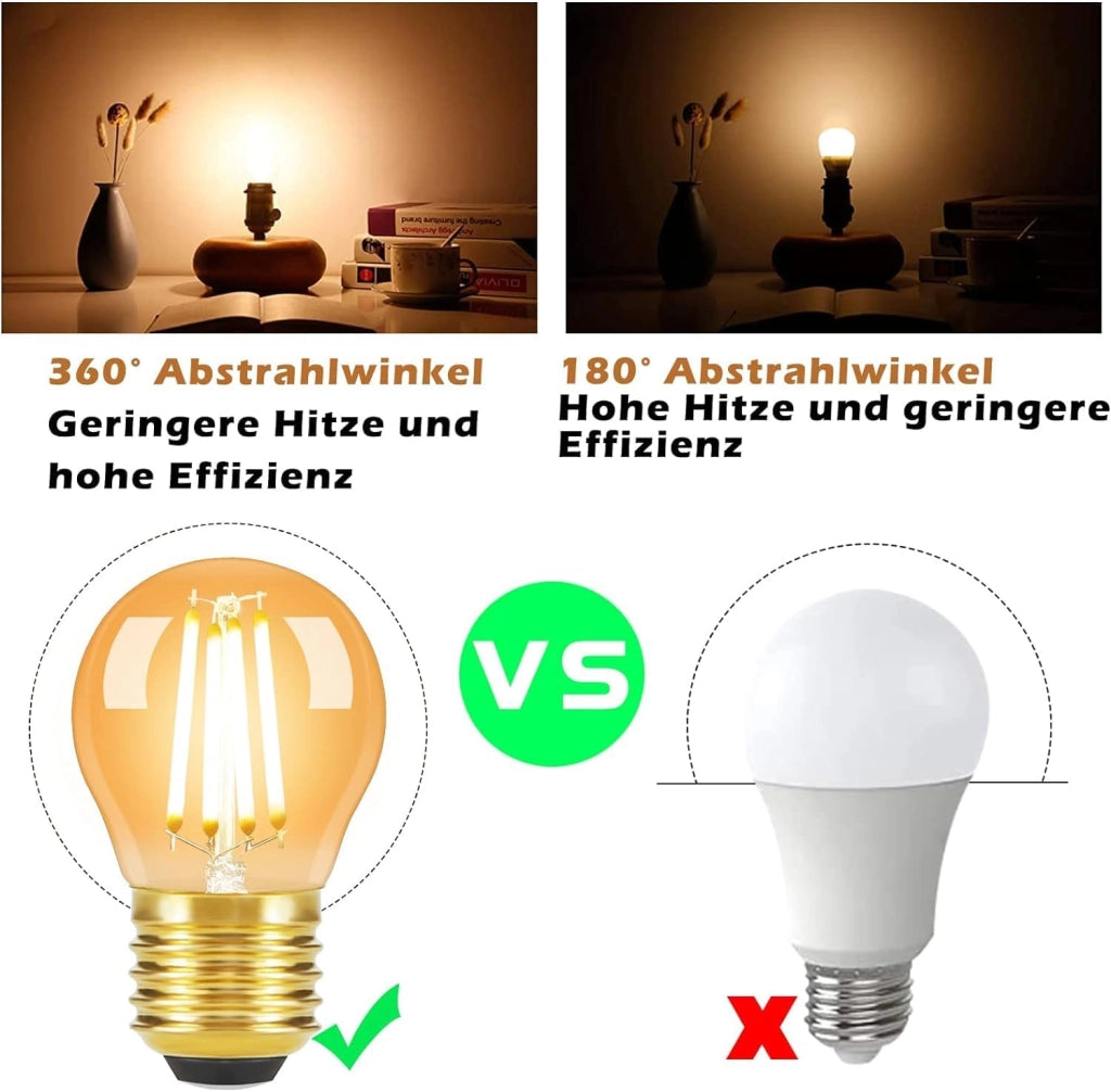 ZMH Lampadine LED vintage E27 G45 4W 2700K Bianco caldo lampadine a filamento Edison in vetro anticato confezione da 6