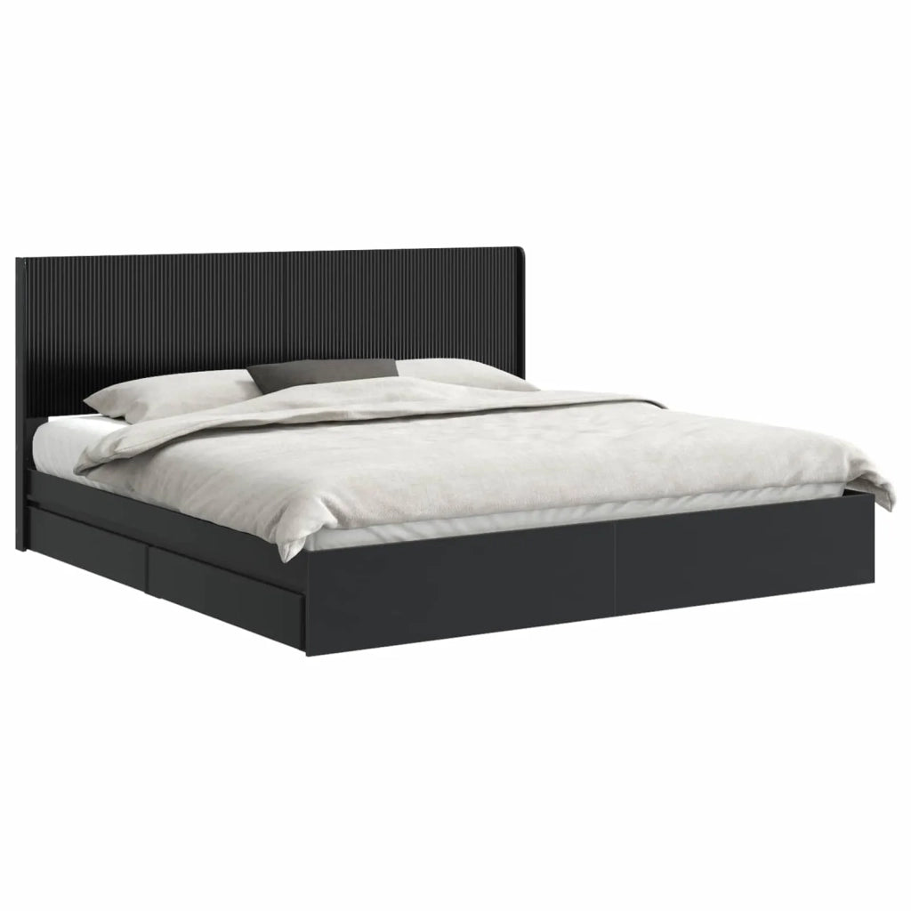 Struttura del letto con stoccaggio e testata Nero 200 x 200 cm