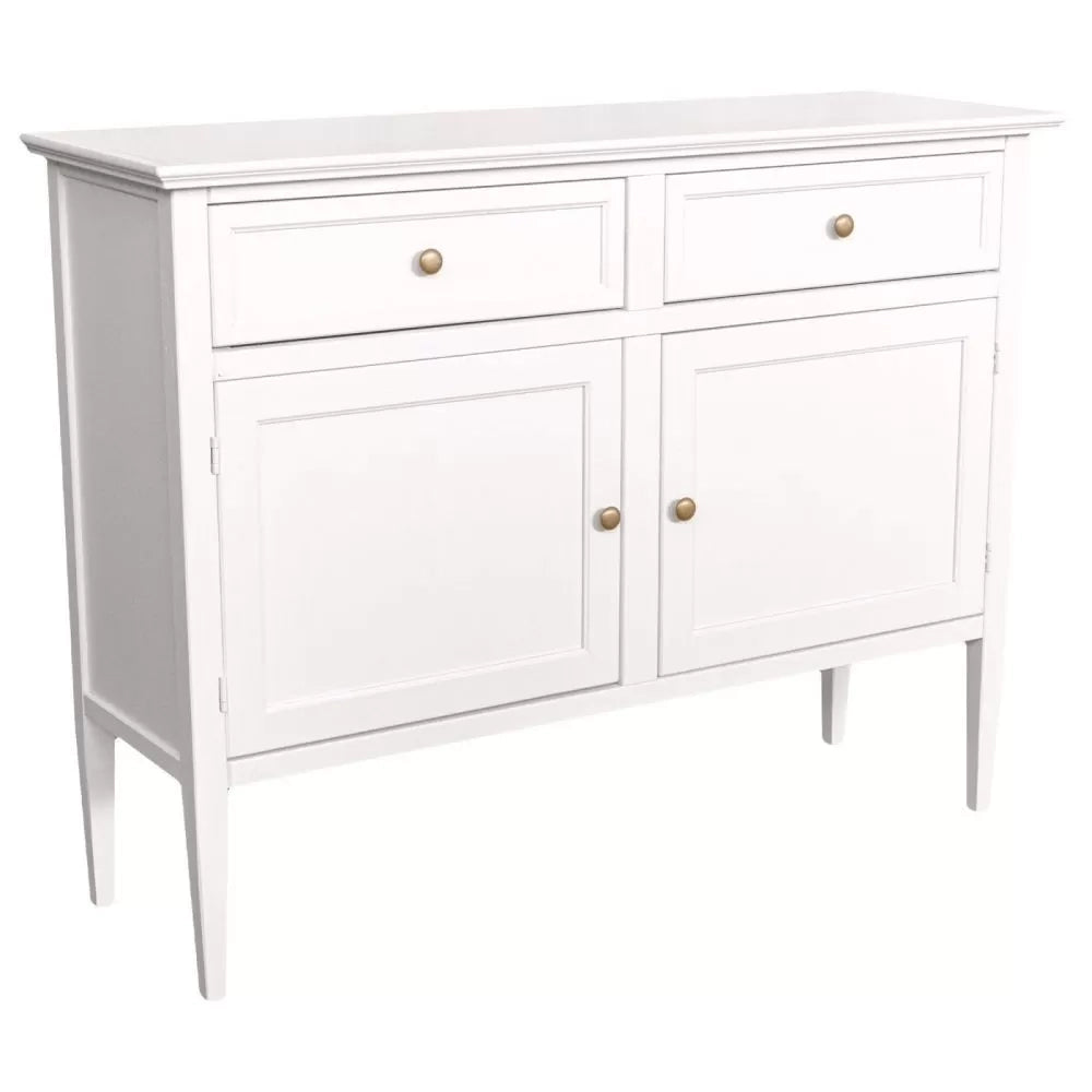 Madia credenza 2 porte 2 cassetti legno shabby bianco 110x35x83 - Mobili 2G
