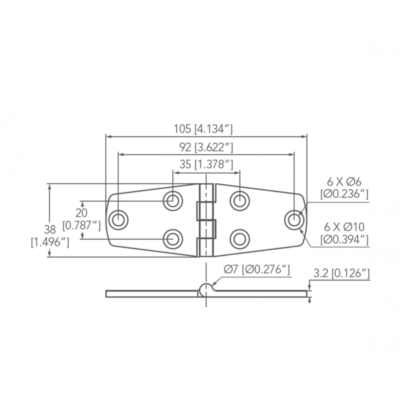 CERNIERA INOX MM 38x105