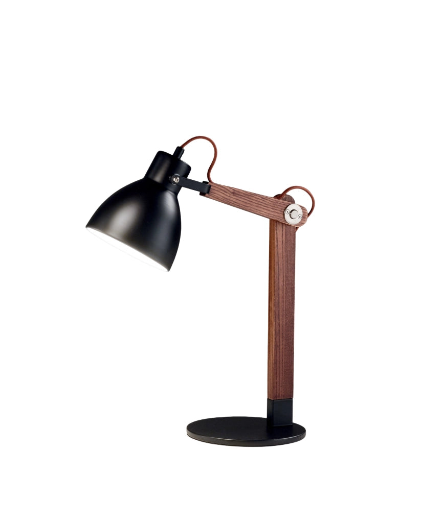 Lampada da Tavolo Sveva in Metallo e Legno Nero/Noce, Attacco E27, Design Elegante, Ideale per Illuminazione d'Interni, 230V, Classe II