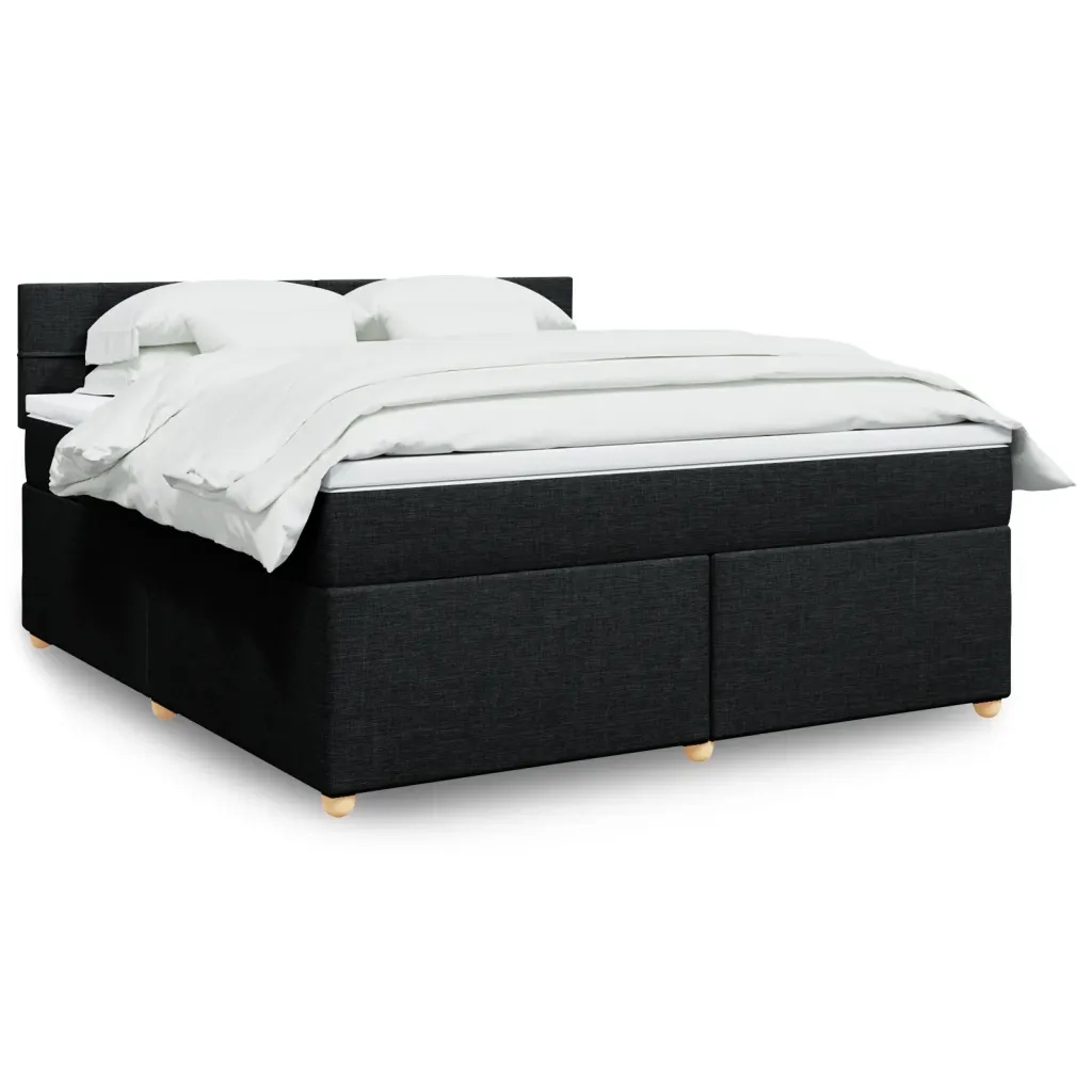 Giroletto a Molle con Materasso Nero 180x200 cm in Tessuto