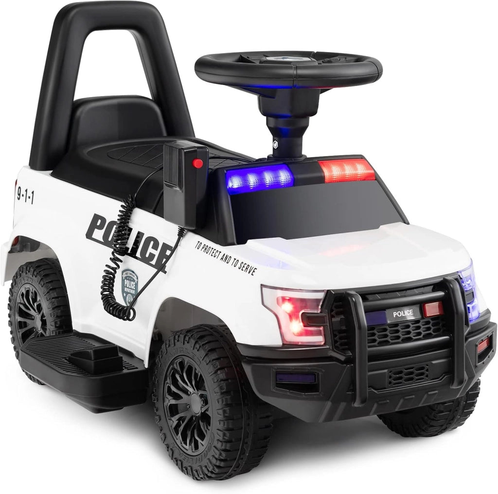 Auto Elettrica per Bambini, Auto della Polizia Giocattolo con Clacson Luce di Avvertimento e Suono della Sirena, Velocità 3 km/h, per Bambini 18-60 Mesi (Nero)