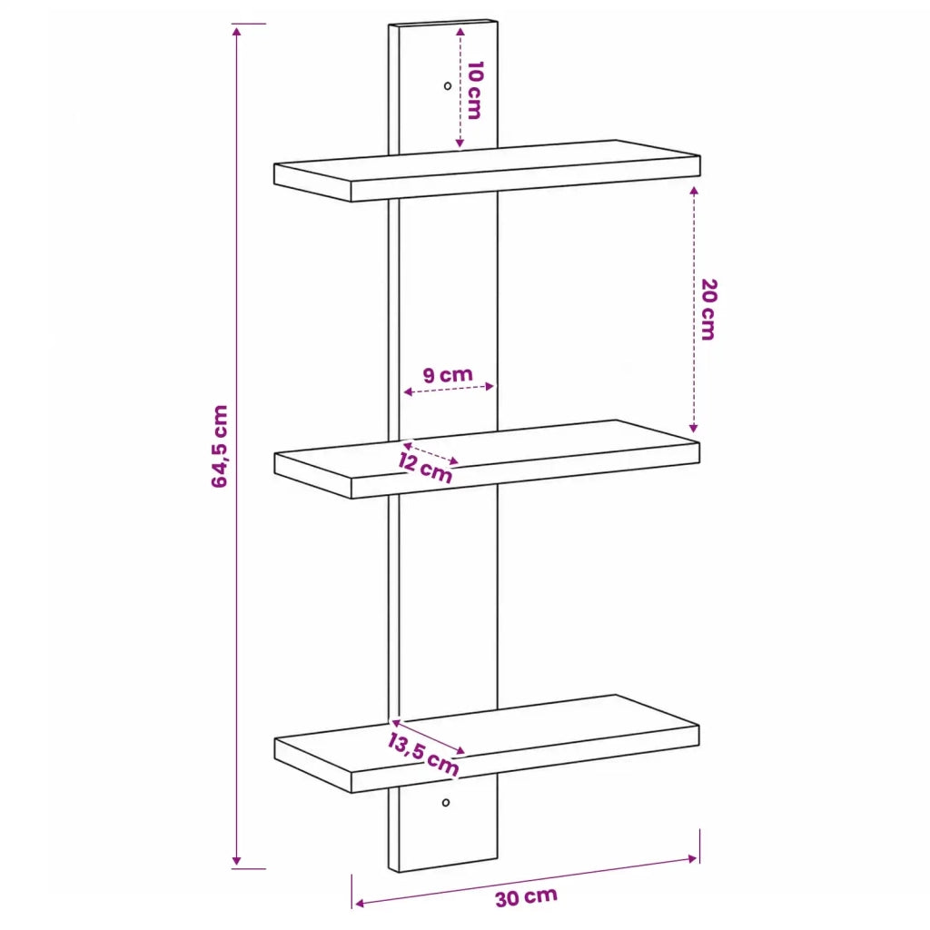 Scaffale da parete Rovere Artigianale 30 x 13.5 x 64.5 cm 8020320