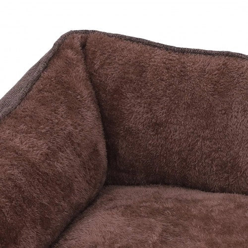 Cuccia per cani 110 x 75 x 27 cm cesta per cani con rivestimento in tessuto stile orsetto sfoderabile e lavabile in lavatrice marrone 12_0000793
