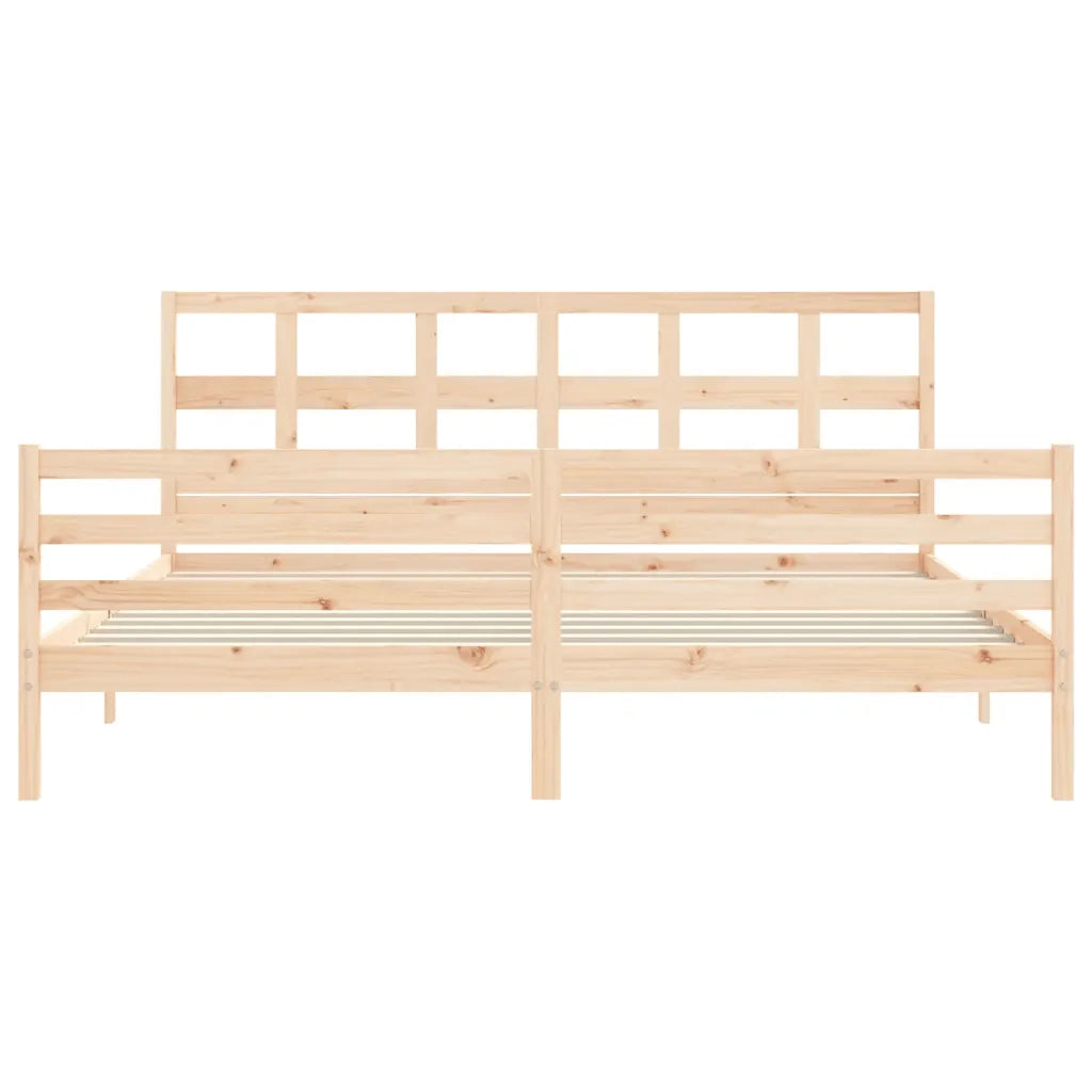 Giroletto con Testiera-Struttura Letto con testiera 200x200 cm in Legno Massello 634908