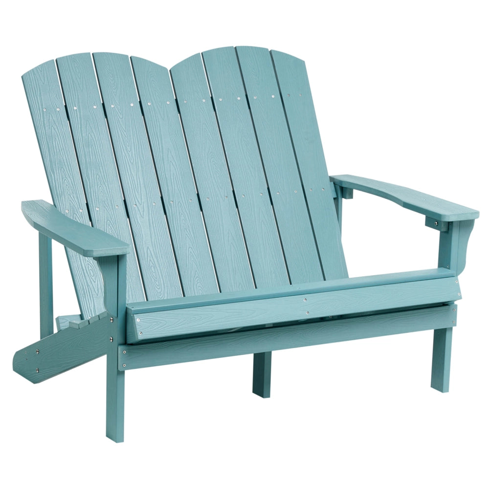 Panchina da giardino in legno plastico azzurro 2 posti Mobili da giardino tradizionali