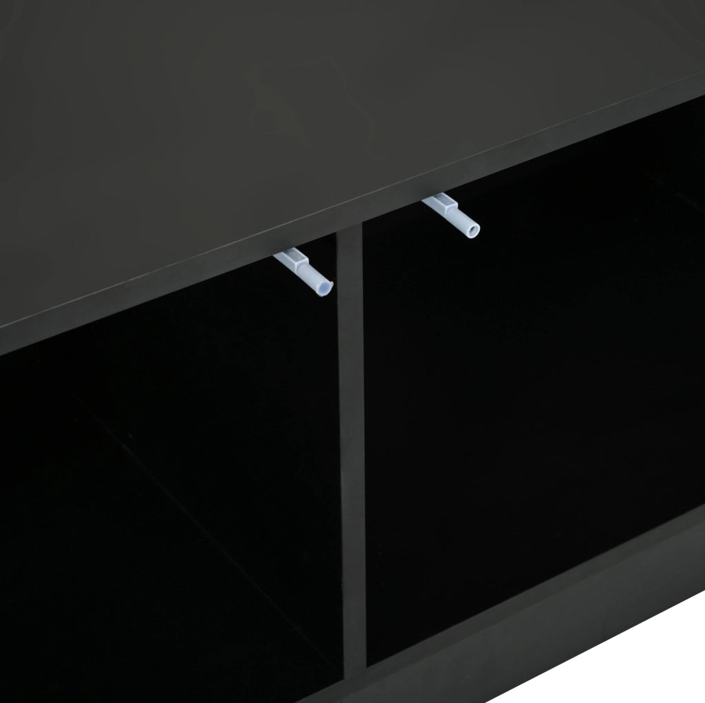 Mobile TV basso con LED APP; 200x40x42 cm; MDF e truciolare; nero