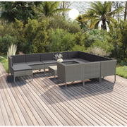 Set Divani da Giardino 12 pz con Cuscini in Polyrattan Grigio cod mxl 41974