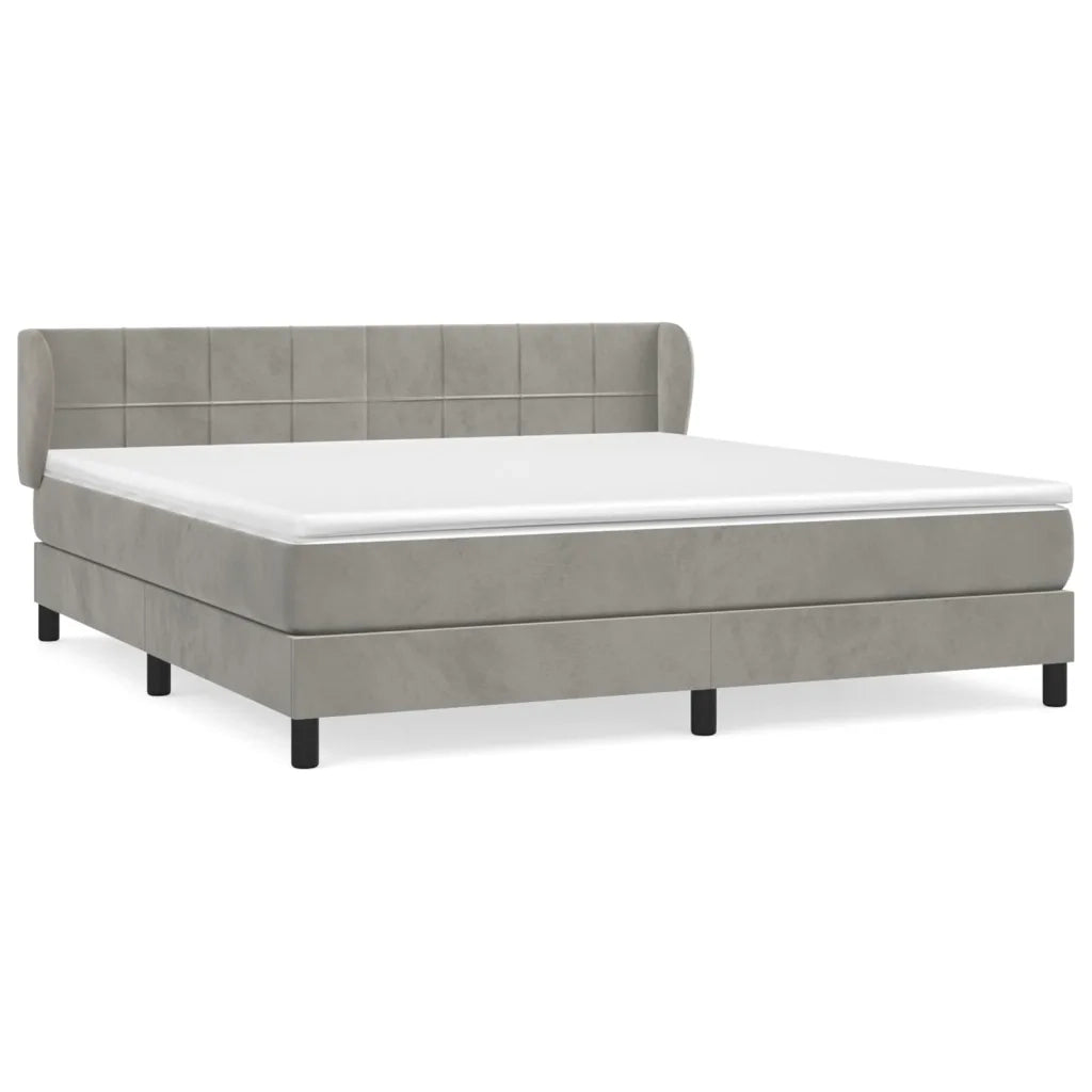 Giroletto a Molle con Materasso Grigio Chiaro 160x200cm Velluto 3127499