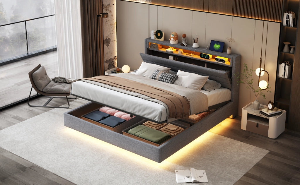 letto imbottito lino grigio 160 x 200 cm