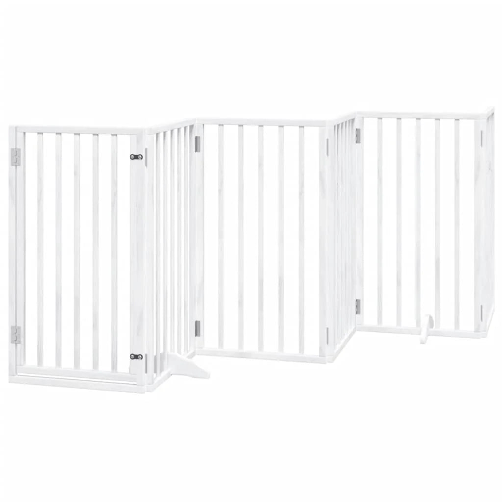Cancelletto di sicurezza per animali domestici porta pieghevole 9 pannelli legno di pioppo bianco 02_0023286