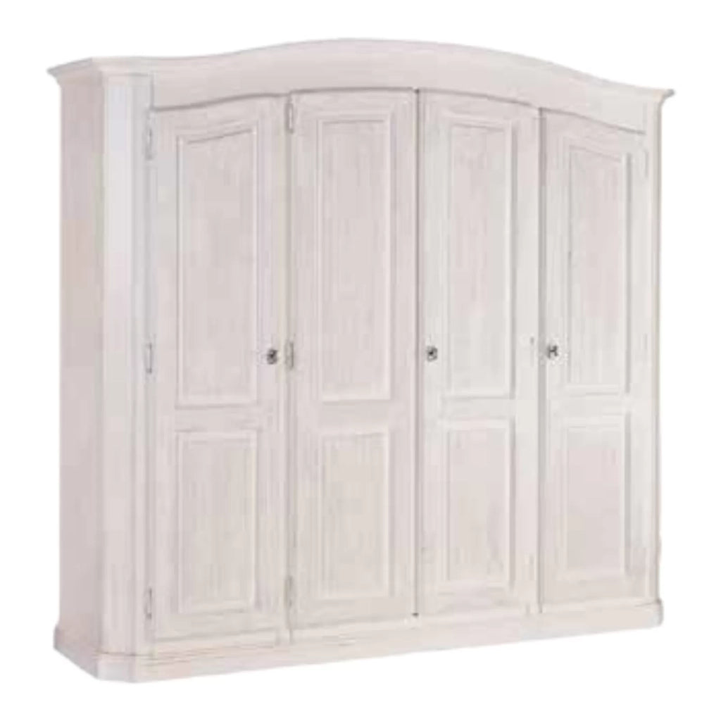 Armadio shabby 4 ante in legno bianco spazzolato 231x63x219 (2207) - Mobili 2G